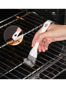 1pc Black & White Multi-Function Stove Cleaning Brush, Kitchen Stovetop Crevice Sink Corner Grill Cleaner Brush