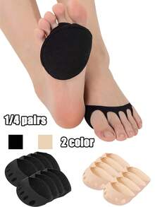 1/4 Pairs Socks Sponge Cushion No Show Women's Toeless Half Socks For High Heels Sandals Sling Back - Multicolor - View 2