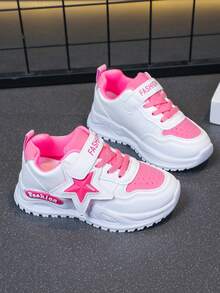 Giày thể thao ngoài trời họa tiết ngôi sao dễ thương, kiểu dáng thường ngày dành cho bé gái, phù hợp cho mọi mùa, ngày Valentine, với dòng chữ "Hãy là tình yêu của em, yêu anh". - Hồng - Xem 8