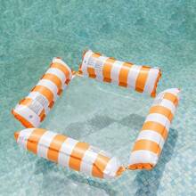 1 Stück faltbares, gestreiftes, aufblasbares 4-Sitz-Fußmattenfloß mit Netzgriffen, Hängematte, Schwimmbad Schwimmkörper