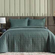 Premium 300 Thread Count 3-Piece Bedspread With Pillowcase - Dark Green - View 1