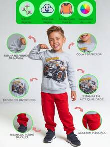 Kit 6 Peças Moletom Infantil Menino 1 ao 14 Inverno 3 Blusas + 3 Calças - Envio Imediato