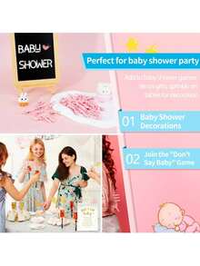 100pcs - 3.5cm Mini Size - Baby Shower Clothespins Pink Mini Clothespins 1.4 Inch (Approx 3.6cm) For Party Decorations, Gender Reveal Parties, Photo Clips (Pink) - Pink - View 7