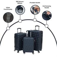 Deluxe Edition 28" Large Suitcases On 4 Wheels Lightweight Hard Shell Luggage Durable Check In Hold Luggage Built-In 3 Digit Combination - Navy - View 5
