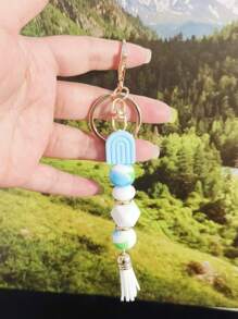 1pc Spring Silicone Beaded Tassel Keychain Ideal Accessory For Bags Designed For Both Men And Women Bridesmaid Gifts Boho