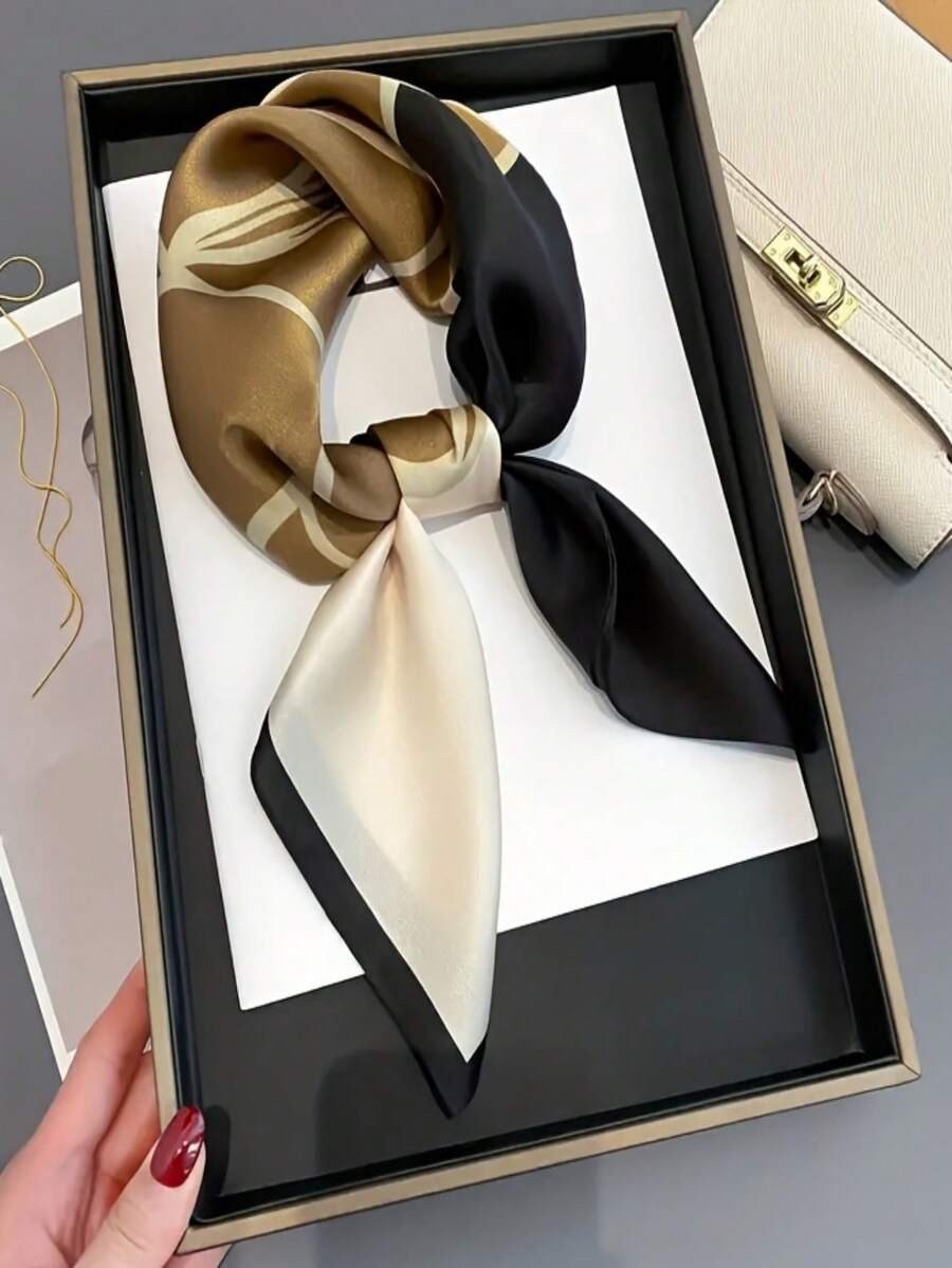 1pc Floral Print Casual Polyester Scarf/Headscarf For Women, Fashion Versatile Square Scarf,Suitable For Spring, Summer, Autumn - Multicolor - View 1