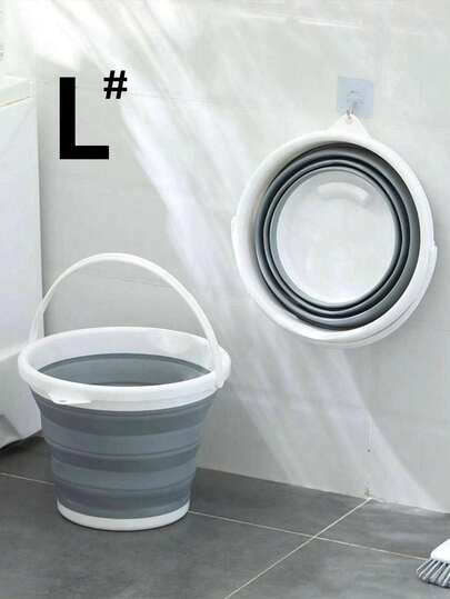 1pc Portable Foldable Plastic Silicone Bucket, Round Expandable Handheld Water Bucket Suitable For Bathroom, Home Water Storage, Car Washing, Camping, Fishing Home Bathroom Decor Summer