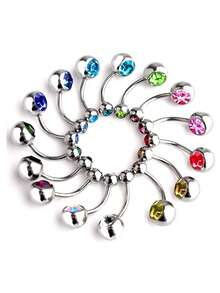 Set de 30 piezas de joyería para piercings de ombligo de acero inoxidable y titanio, kit de piercing para mujeres - Multicolor - Ver 3