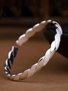 Sterling Silver Bracelet Women Love Interwoven Nailed Sand Opening Bracelet Light Luxury Simple Daily Versatile Style Women's Mother's Day Gift - Interwoven Bracelet - View 12
