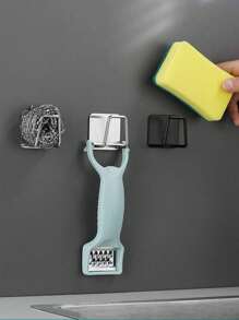 1pc Household Sponge Drain Rack, Small Kitchen Storage Tools, Self-Adhesive Wall Mounted Storage Rack, Space Saving, Durable Stainless Steel Material, Suitable For Kitchen, Bathroom, Necessary Kitchenware Storage Good Things