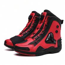 Unisex Motorcycle Boots, High-Top Synthetic Leather, Rubber Outsole With Excellent Grip And Ankle Support, Suitable For Off-Road And Motorcycle Racing Enthusiasts - Red - View 2