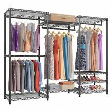 Closet Organizer Metal Garment Rack Portable Clothes Hanger Freestanding Closet Wardrobe 77"Wx 18"D X 77"H - Black - View 1