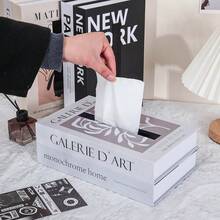 1 pieza Caja rectangular para pañuelos, con tapa abatible - Decoración funcional, gran espacio, tapa de caja de pañuelos moderna y elegante - Caja rectangular para pañuelos, caja de almacenamiento, adecuada para almacenamiento en escritorio de sala de estar, escritorio, sala de estar, dormitorio, baño público y múltiples lugares - Negro - Ver 8