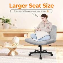 Ergonomic Office Chair Cross-Legs With Wheels - Grey - View 5