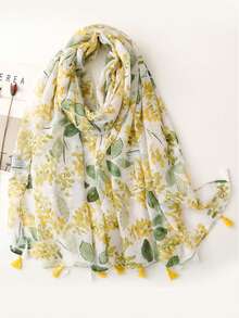 1-Piece Set Of New Sunscreen Scarf, Seasonal Popular Printed Scarf, Fashionable Beach Scarf, Luxurious Air-Conditioned Shawl For Women, 180cm * 85cm Headscarf Suitable For Travel And Daily Use, And A Headscarf - Multicolor - View 4