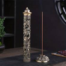 Auspicious Hollow Lotus Mini Incense Burner, Sandalwood Incense Burner, Zinc Alloy Incense Burner Vintage Reflux Ashtray, Bronze Home Decor, Suitable For Office, Meditation Room, Camping, Garden, Yard, Yoga And Home Use, Suitable For Incense Sticks And Cones, Incense Ash Collector.