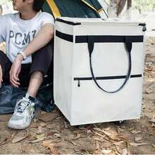 1 件可折叠购物袋、杂货袋、行李多用途收纳袋、购物手提袋、厨房用品，带轮子 - 大容量 - 白色 - 查看 4