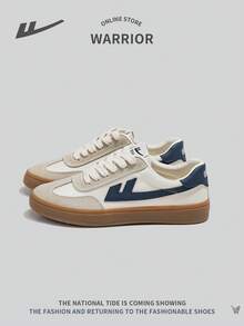 WARRIOR 男士时尚系带滑板鞋，舒适防滑户外休闲运动鞋，配色块设计