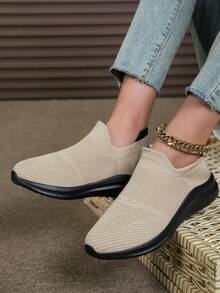 Casual Elastic Slip-On Footwear Unisex, Comfortable & Sporty Shoes Without Laces, Summer 2025 New Arrival - Khaki - View 12