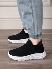 儿童低帮套脚休闲运动鞋 - 黑與白 - 查看 1