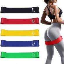 5pcs Portable Fitness Resistance Bands Elastic Set, Gym Pilates Yoga Bodybuilding Rubber Bands, Gym Home Strength Training Equipment Elastic Bands - Multicolor - View 2