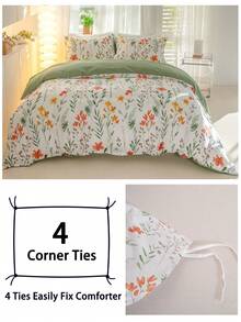 3pcs/Set Floral Pattern Duvet Cover Set(1 Duvet Cover & 2 Pillowcase)Soft And Skin-Friendly Duvet Cover Bedding Set For Home, All Season Bed Sheets Set