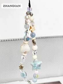 1pc Handmade Summer Breeze, Sea, Starfish, Shell, Ceramic Phone Chain, Fresh CCD Camera Lanyard, DIY Pendant, Anti-Loss Strap Gifts For Mother, Family, Friends, Birthday, Holiday Phone Charm