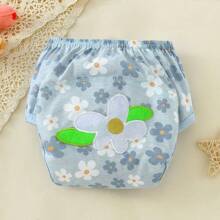 4 pièces de couches d'entraînement imperméables avec protection anti-fuite, lavables, douces, respirantes et absorbantes. Sous-vêtements pour bébés/tout-petits filles avec motif brodé, excellent cadeau pour les enfants
