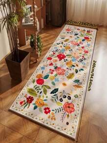 1pc Bohemian Vibrant Floral Area Rug, Colorful Flower Decor Carpet For Living Room, Bedroom, Entryway, Kitchen, Bathroom, Gaming Room, Study, Durable And Easy To Clean