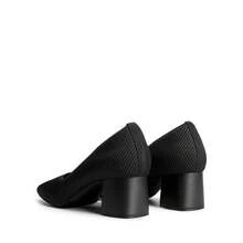 Women's Square Toe Chunky Heels Pumps Comfortable Knitted Closed Toe Fashionable Elegant Casual Holiday Work Dress Shoes Black - 黑色 - 查看 7