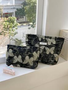 1Pc/Set Golden Butterfly Multifunctional Cosmetic Storage Handbag ,Wallet Pouch Portable Cosmetics Brush Storage Clutch With Zipper Closure For Lipstick, Brush, Skincare, Mobile Phone, Coin, Hailclips Small Items, For Home, Travel, Vacation And School Use, Wedding Bridesmaid Gifts,Mom Gifts,Birthday Gifts,Gifts For Friends And Teachers - Multicolor - View 3