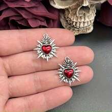 6 件不同款式火焰圣心吊坠珐琅荆棘圣心吊坠设计师吊坠适合珠宝制作 DIY 珠宝配件 - 吊墜 - 查看 2