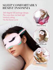 1pc Girls Pink Eyelash Pattern Polyester Soft Sleep Mask, Comfortable For Resting And Dreaming - Multicolor - View 7