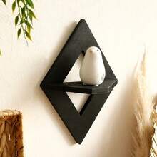 1pc Simple Wall Mounted Storage Shelf, Creative Wall Decor Organizer Rack For Bedroom, Living Room - Black - View 7