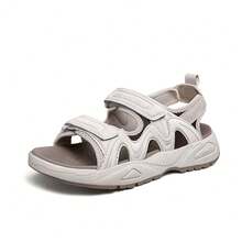 CAMEL CROWN 男士凉鞋，新款夏季男士凉鞋，防滑，透气，耐磨，休闲户外钩环沙滩鞋 - 白/咖 - 查看 3