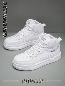 Zapatillas deportivas y malla de estilo para parejas, de color blanco, livianas, versátiles y cómodas, de caña alta, calzado deportivo casual y unisex para exteriores - Blanco - Ver 5