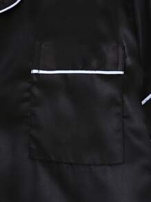 3pcs Set Satin Pale Pink Single-Breasted Lapel Collar Short Sleeve Top And Long/Shorts, Ladies Pajamas Home Wear Set For Spring/Summer