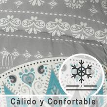Edredón Estampado con Relleno de Fibra, Edredón Cama Individual, Tejido Suava y 100% Poliéster - Indio Verde - Ver 3
