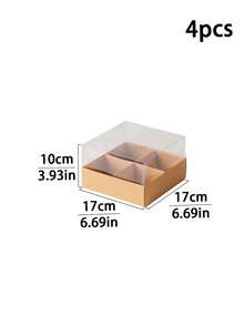 2个/4个装透明盖方形/六边形/井字形甜点盒，适用于迷你纸杯蛋糕、巧克力、生日派对、婚礼、节日甜点、饼干、糖果包装
