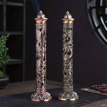 Auspicious Hollow Lotus Mini Incense Burner, Sandalwood Incense Burner, Zinc Alloy Incense Burner Vintage Reflux Ashtray, Bronze Home Decor, Suitable For Office, Meditation Room, Camping, Garden, Yard, Yoga And Home Use, Suitable For Incense Sticks And Cones, Incense Ash Collector.