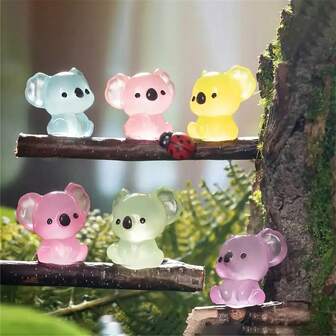8/12pcs Glow-In-The-Dark Resin Koala Figurines, Multi-Color Illuminating Small Kangaroo Decor, Miniature Resin Animals For DIY Craft, Micro Landscape Accessories, Fairy Garden Pot Decorations, Aquarium Miniscape Decor, Keychains & Phone Case Charms, Unique Home/Room/Desk Decorations, Fun Party/Holiday Gifts (Random Color)