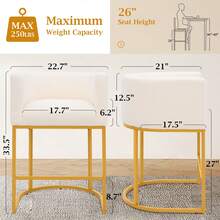26" H Counter Height Bar Stools Set Of 4, Modern Barrel Counter Stools With Backrest And Arms, Fabric Upholstered Accent Barstools - Vàng - Xem 4