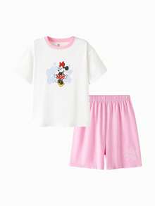 Balabala Tween Girl' Summer Pajama Set, Cotton Air-Conditioning Sleepwear - Pink - View 4