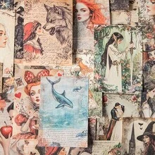 have a good day 1包30张复古童话主题剪贴簿材料纸，可用于个性化DIY手工日记、美学笔记本、设计纸、装饰拼贴卡片等，办公及学习用品 - 1包 - 查看 7