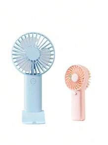 1 pieza Ventilador de triple hoja recargable por USB con soporte, se puede usar como soporte para teléfono/tableta, diseño lindo adecuado tanto para niños como para niñas. Regalo ideal para mujeres, perfecto para actividades al aire libre, playa, oficina, escuela, hogar [Ventilador de refrigeración de verano]