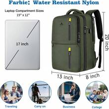 MATEIN 40L Carry-On Travel Laptop Backpack, Flight-Approved 17 Inch Water-Resistant Weekender Backpack With USB Charging Port, Large Capacity Luggage Backpack For Men & Women, Business Work College Overnight Bag, Personal Item Backpack For Airplane - Green - View 9