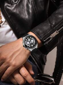 Reloj de cuarzo REWARD para hombre, de estilo de moda de negocios, con calendario, manecillas luminosas, multifuncional, de alta calidad, diseño clásico, correa de silicona - Unitalla - Ver 11