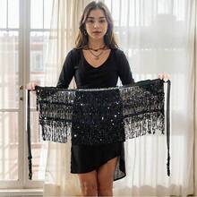 性感女士肚皮舞臀巾裹腰带亮片流苏臀巾裹裙吊带连衣裙流苏裙套装 - 彩色 - 查看 15
