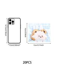 20个可爱卡通兔子和小狗印花袋，宰牲节糖果饼干包装袋，烘焙食品包装小礼品袋，半透明自封袋 - 查看 3