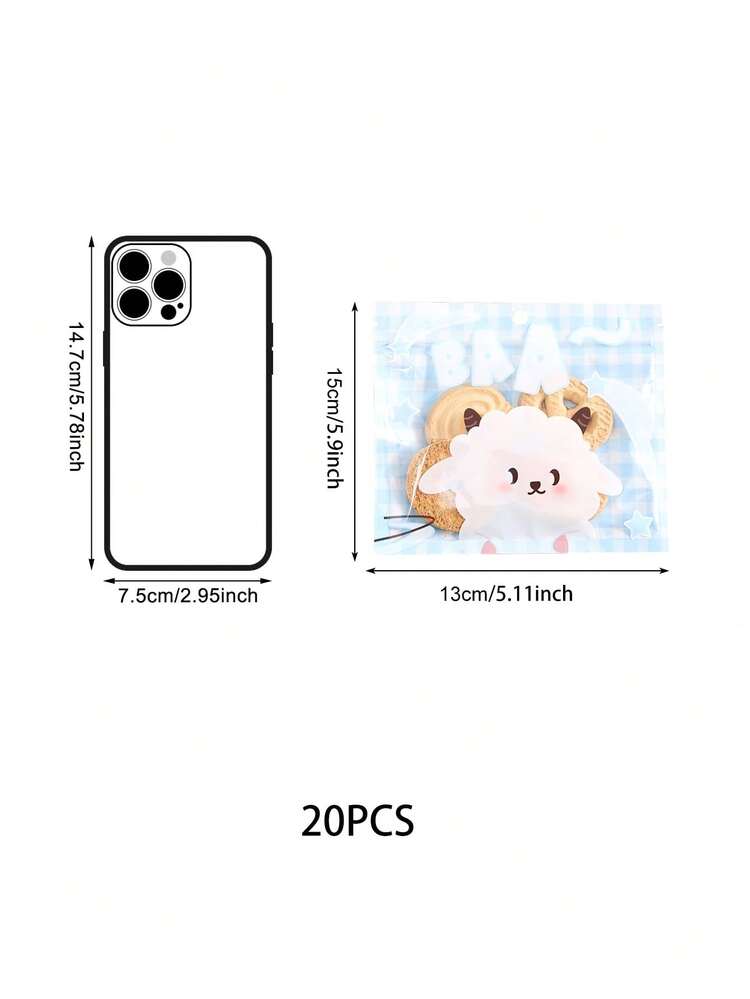20pcs Cute Cartoon Rabbit & Dog Pattern Bags, Suitable For Eid Al-Adha Holiday Candy And Cookie Packaging, Baked Goods Packaging Small Gift Bags, Semi-Transparent Self-Sealing Bags - View 2